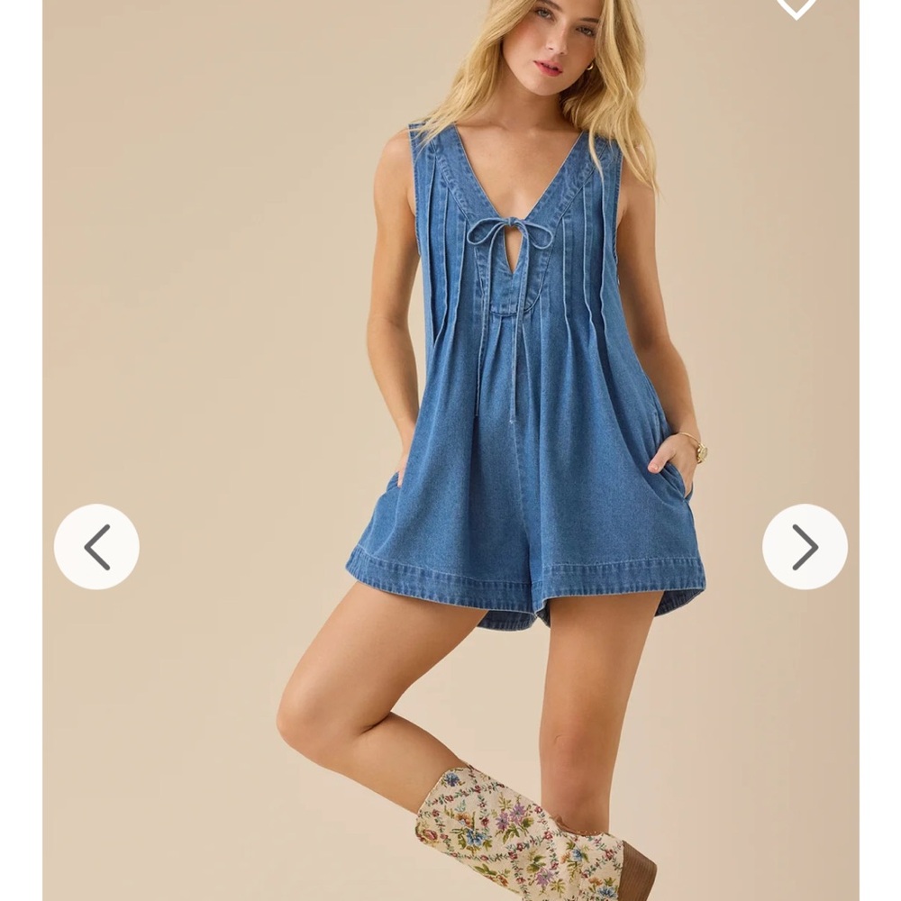 Altar’d State Evie Striped Denim Romper